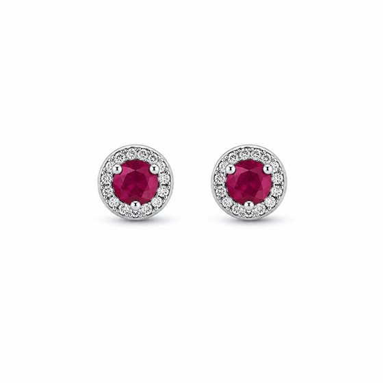 Ohrringe Donna Oro Dame in Weißgold Rubini+Diamanti 0.50 Ct LOR121006.008 - LOR121006.008